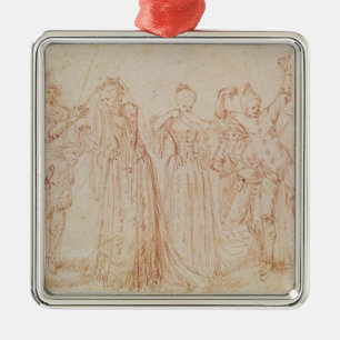 Group of Comic and Tragic Actors Metal Tree Decoration