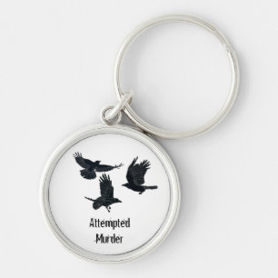 Group of Crows Murder Birds Black Silhouette Key Ring