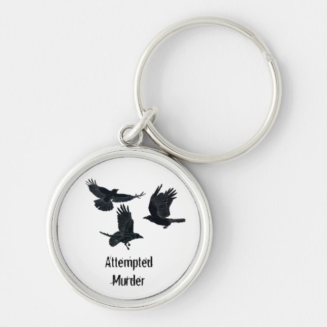Group of Crows Murder Birds Black Silhouette   Key Ring (Front)