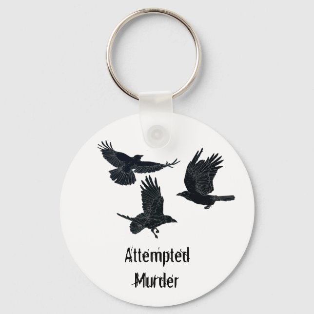 Group of Crows Murder Birds Black Silhouette   Key Ring (Front)