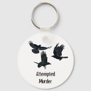 Group of Crows Murder Birds Black Silhouette Key Ring