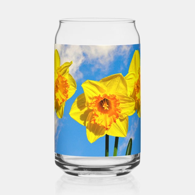 Group of Daffodils Gold Medal flowers Can Glass (Back)