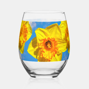 Group of Daffodils Gold Medal flowers Stemless Wine Glass