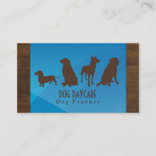 Group of Dogs Blue Geometric Wood Trim Business Card