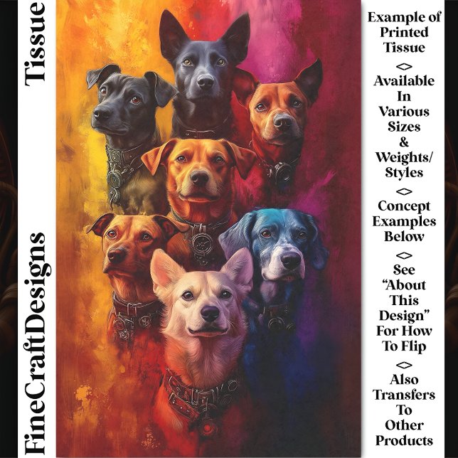 Group Of Dogs, Vibrant Background CT6 Decoupage Tissue Paper (Creator Uploaded)