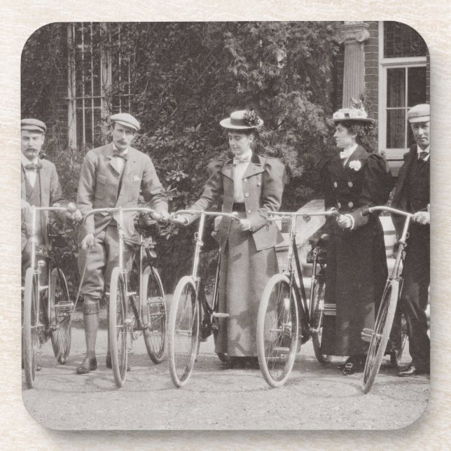 Group of Edwardian bicyclists, early 1900s (b/w ph Coaster (Front)