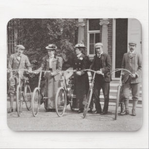 Group of Edwardian bicyclists, early 1900s (b/w ph Mouse Mat