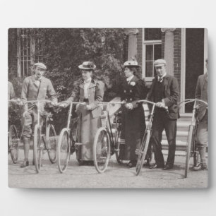 Group of Edwardian bicyclists, early 1900s (b/w ph Plaque
