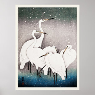 Group Of Egrets Ohara Koson Japanese Bird Print