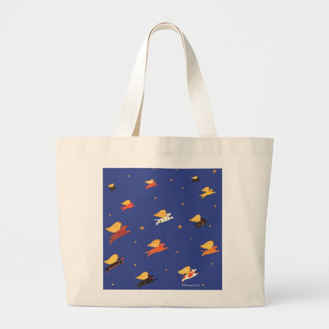group of flying dogs-Stephen Huneck Large Tote Bag (Front)