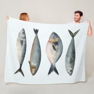 Group of Four Fish Fleece Blanket