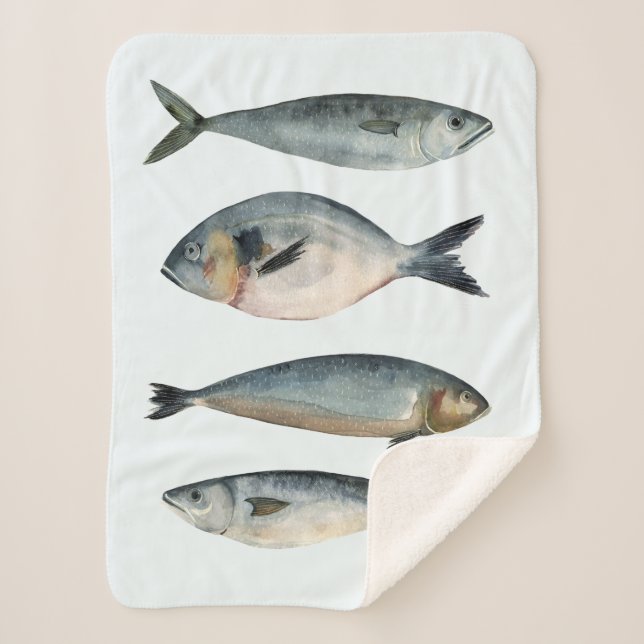 Group of Four Fish Sherpa Blanket (Front)