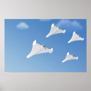 Group of four military drones poster