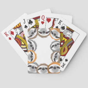 Group of Friendly Sloths Playing Cards