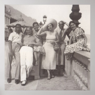 Group of friends in Cannes, 1930s Poster