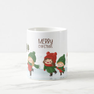 Group of Ice Skating Children at Christmas Coffee Mug