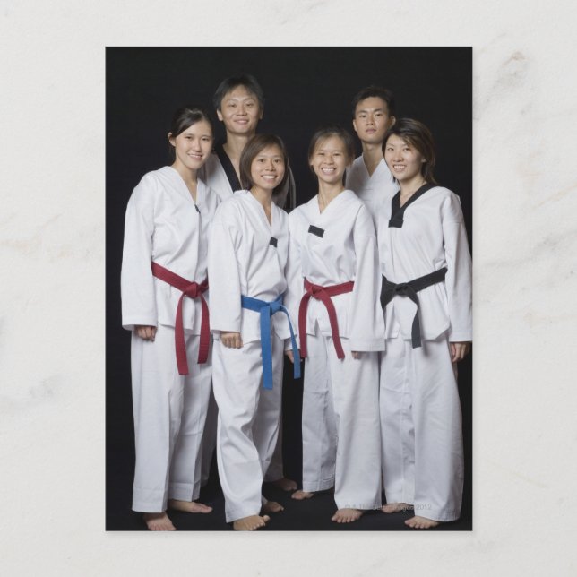 Group of martial arts player standing and postcard (Front)