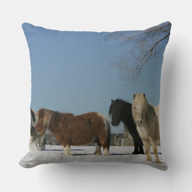 Group of Miniature Horses in the Snow Cushion (Front)