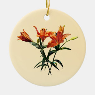 Group of Orange Lilies Ceramic Tree Decoration