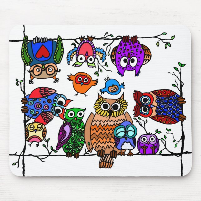 Group of Owls Mouse Mat (Front)