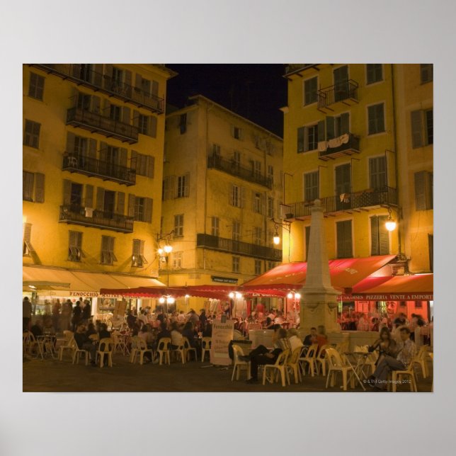 Group of people sitting at a sidewalk cafe, poster (Front)