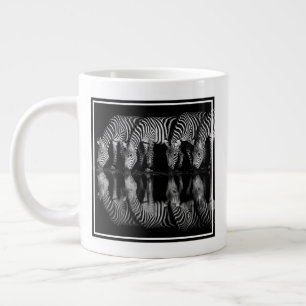 Group of Plains Zebra Drink Together at Night Large Coffee Mug