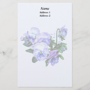 Group of Purple Pansies and Leaves Wedding Product Stationery