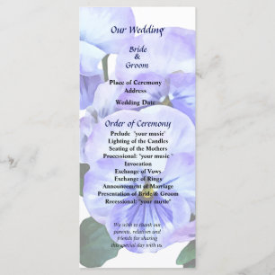 Group of Purple Pansies and Leaves Wedding Program Programme