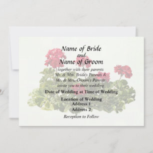 Group of Red Geraniums Invitation