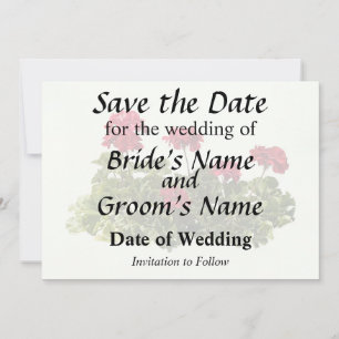 Group of Red Geraniums Save The Date