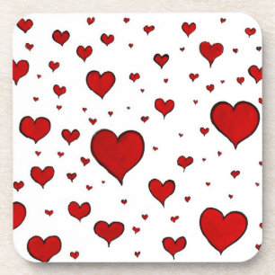 Group of Red Hearts Cork Coaster