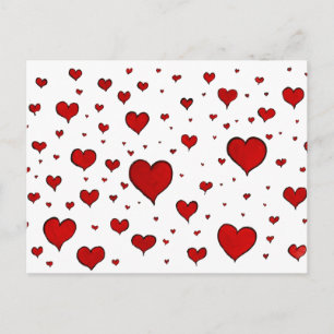 Group of Red Hearts Valentine Postcard