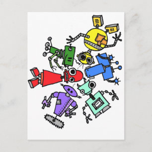 Group of robots 2 postcard