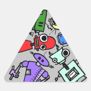 Group of robots 4 triangle sticker