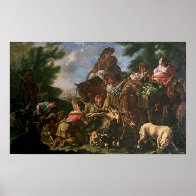 Group of shepherds with a horse poster (Front)