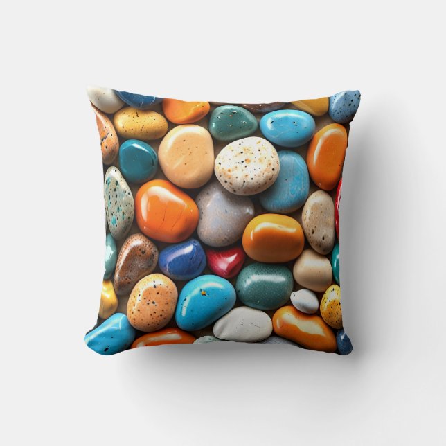 Group of Shiny Polished Coloured Rocks Cushion (Front)
