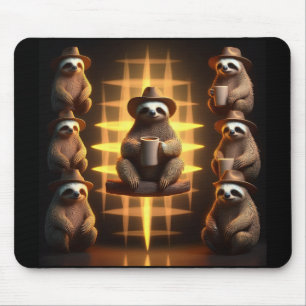 Group Of Sloths Drinking Coffee Mouse Mat