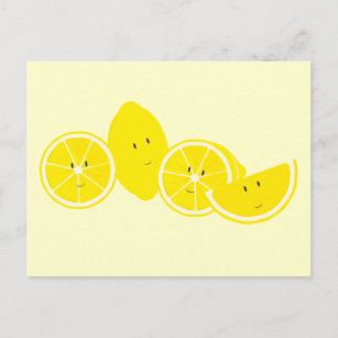 Group of smiling lemon characters postcard