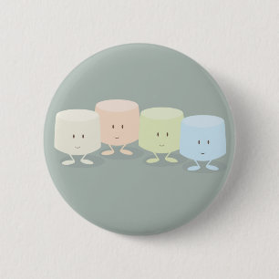 Group of smiling marshmallows 6 cm round badge