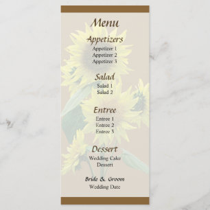 Group of Sunflowers Wedding Menu