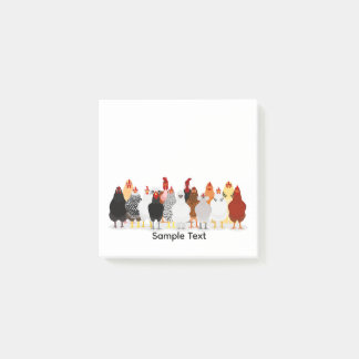 group of various breeds of chickens design post it post-it notes