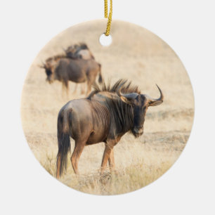 Group of wildebeest ceramic tree decoration