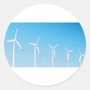 Group of wind turbines classic round sticker
