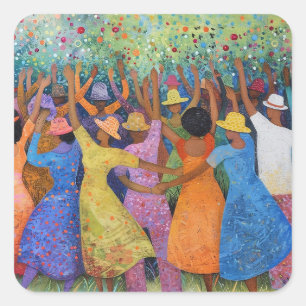 Group of Women Celebrating Participating Square Sticker