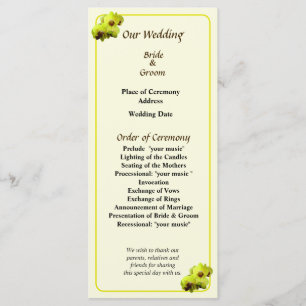 Group of Yellow Orchids Wedding Program Programme