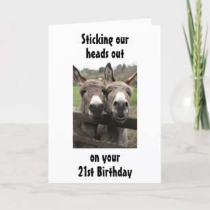 GROUP OR COUPLE DONKEY HAPPY *21st* Birthday Card