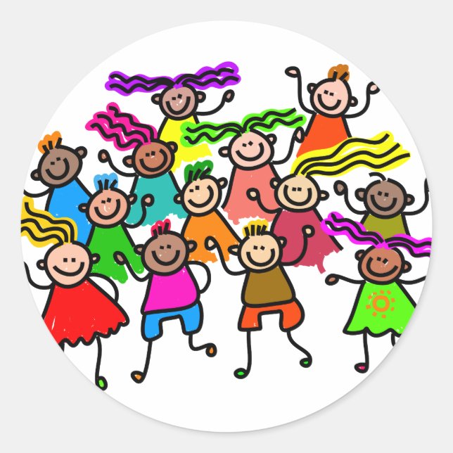 Group Photo Classic Round Sticker (Front)