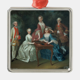 Group portrait of the Harrach family playing Metal Tree Decoration