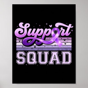 Group purple ribbon team support squad alzheimer’s poster