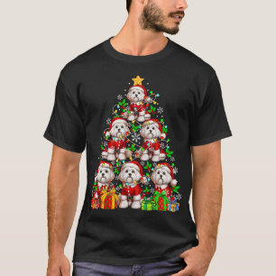 Group Santa Malteses As Xmas Tree Colorful Lights T-Shirt